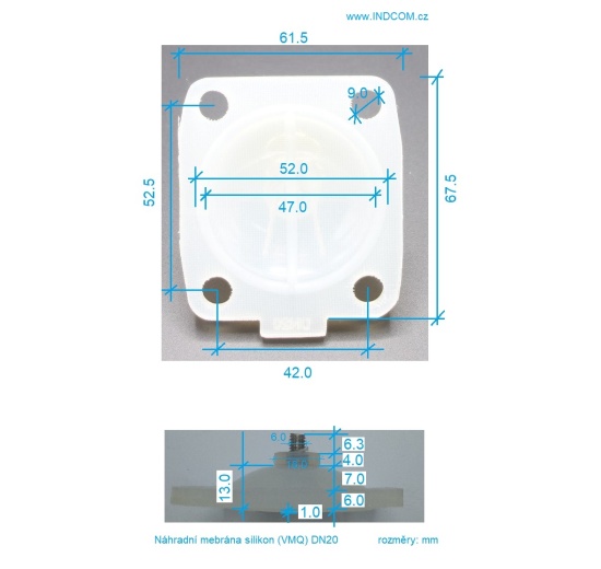 membrane de remplacement en silicone DN25_dimensions