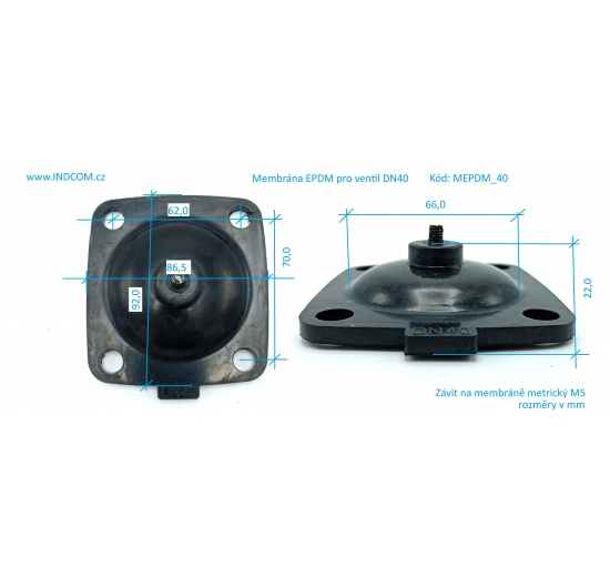 Membrane en silicone pour vanne DN40