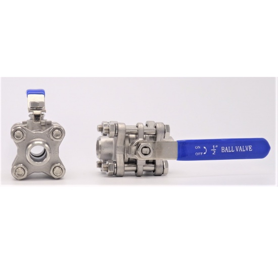 Nerezový kulový kohout s plným průtokem, třídílný, navařovací DN15 (22x4mm)