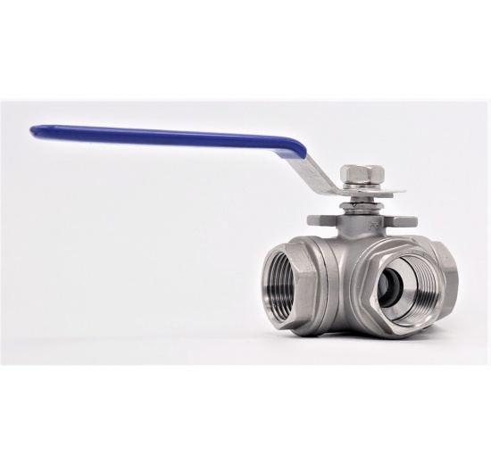 Nerezový kulový kohout, třícestný, závitový 1 1/4”