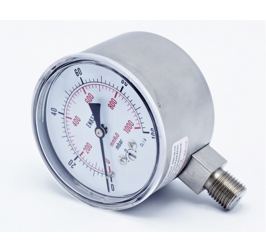 nerezový nízkotlaký manometr se spodním připojením