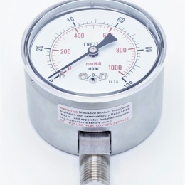 nerezový nízkotlaký tlakoměr s radiálním připojením