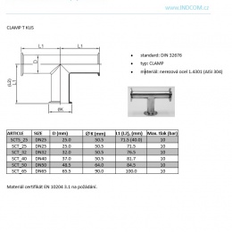 Pièce en T en acier inoxydable, dessin