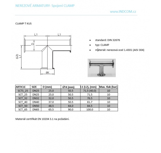 Pièce en T en acier inoxydable, dessin
