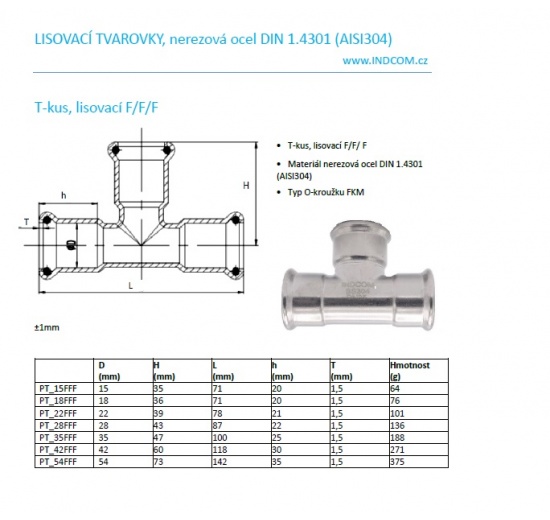 Pièce en T, pressage F/F/F