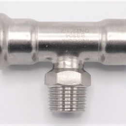 Pièce en T, pressage, F/M (filetage extérieur)/F | 22_1/2"_22 inox