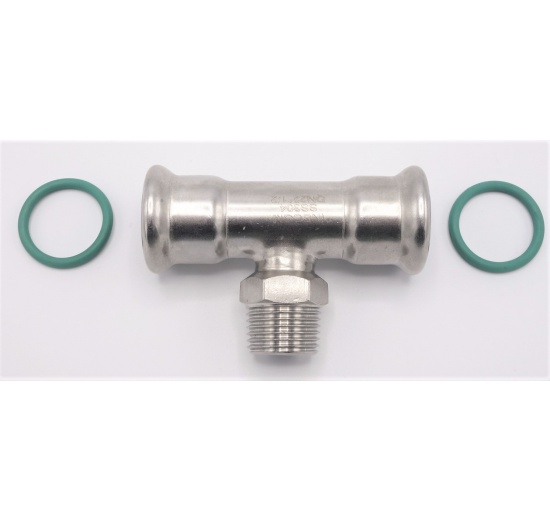 Pièce en T, pressage, F/M (filetage extérieur)/F | 22_1/2"_22 inox
