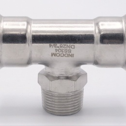 Pièce en T, pressage, F/M (filetage extérieur)/F | 28_3/4"_28 raccords a sertir