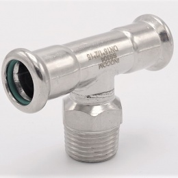 Pièce en T, pressage, F/M (filetage extérieur)/F, acier inoxydable, raccords a sertir