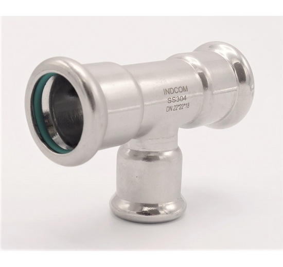 Pièce en T, pressage, réduite F/F/F 22_18_22, inox