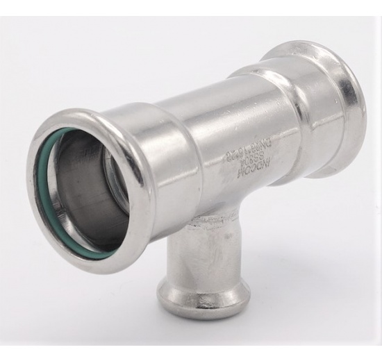 Pièce en T, pressage, réduite F/F/F 28_15_28, acier inoxydable