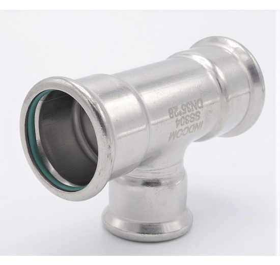 Pièce en T, pressage, réduite F/F/F 35_28_35, acier inoxydable