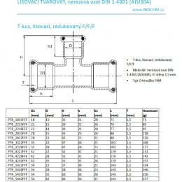 Pièce en T, pressage, réduite F/F/F