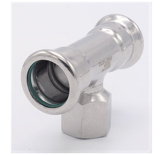 Pièce en T, pressée, F/F(filetage intérieur)/F 22_1/2"_22 acier inoxydable