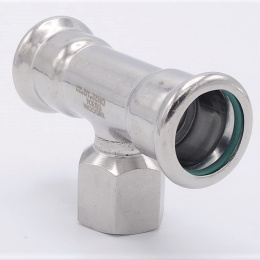 Pièce en T, pressée, F/F(filetage intérieur)/F 22_1/2"_22, raccords a sertir