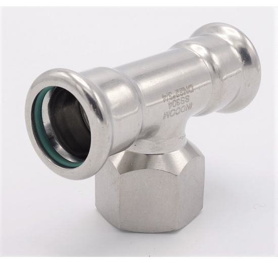 Pièce en T, pressée, F/F(filetage intérieur)/F 22_3/4"_22