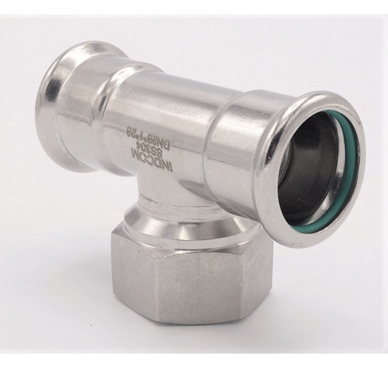 Pièce en T, pressée, F/F(filetage intérieur)/F 28_1"_28 raccords a sertir