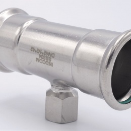 Pièce en T, pressée, F/F(filetage intérieur)/F 42_1/2"_42, inox