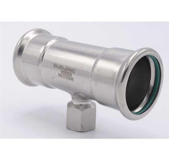 Pièce en T, pressée, F/F(filetage intérieur)/F 42_1/2"_42, inox