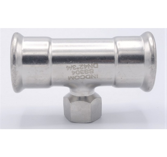 Pièce en T, pressée, F/F(filetage intérieur)/F 42_3/4"_42, inox