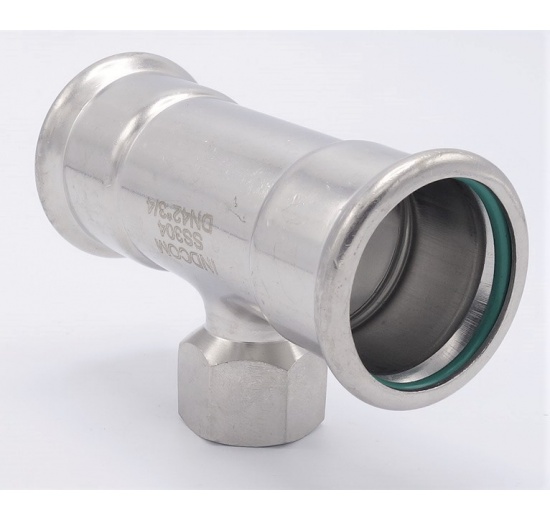 Pièce en T, pressée, F/F(filetage intérieur)/F 42_3/4"_42, raccords a sertir