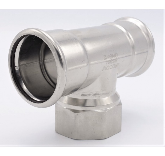Pièce en T, pressée, F/F(filetage intérieur)/F 54_2"_54, inox