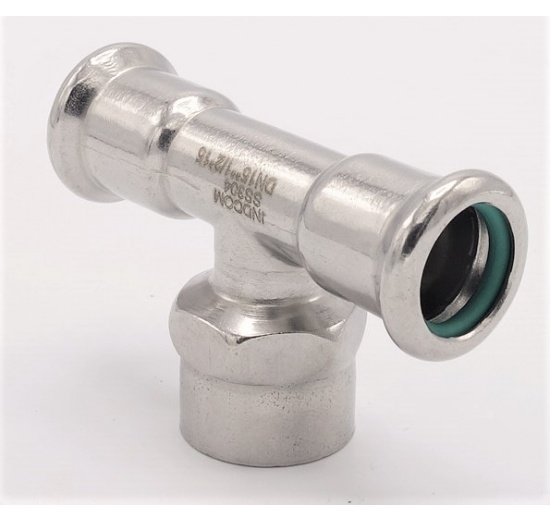 Pièce en T, raccords a sertir, F/F(filetage intérieur)/F 15_1/2"_15 inox