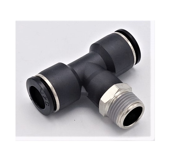 Pièce en T tournante, filetage en bas DN 6 mm - 1/4, éléments pneumatiques, raccords enfichables en plastique