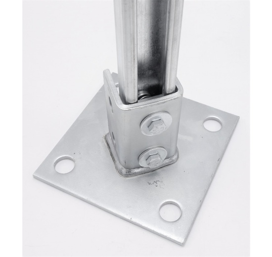 Pied d'ancrage carré galvanisé, collier de selle, Montage et système d'ancrage