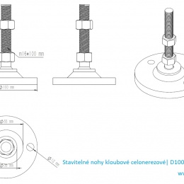 Pieds en acier inoxydable, réglables en hauteur, avec articulation| D100 M20 100 mm