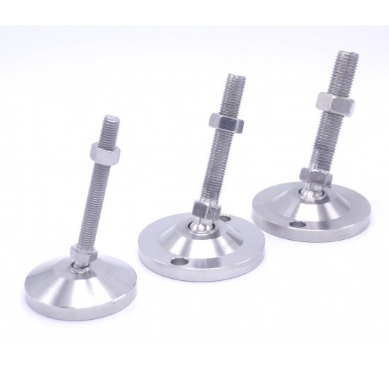 Pieds en acier inoxydable, réglables en hauteur, avec articulation