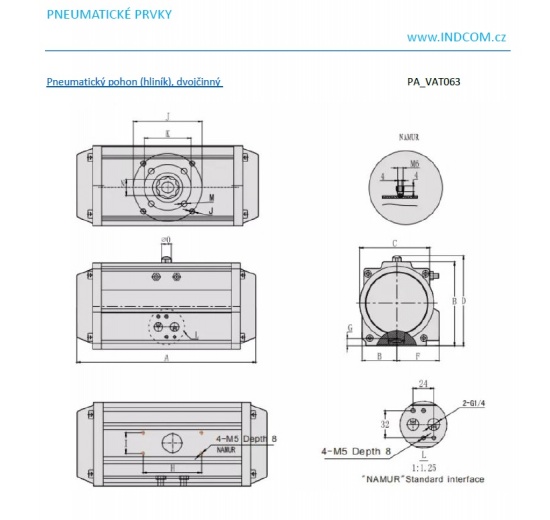 Pneumatický pohon (hliník), dvojčinný PA_VAT063