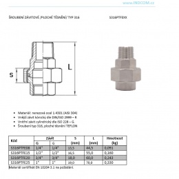 Raccord union type 316, joint d'étanchéité