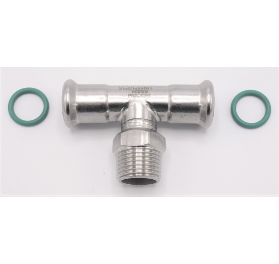 raccords a sertir, Pièce en T, pressage, F/M (filetage extérieur)/F | 15_1/2"_15