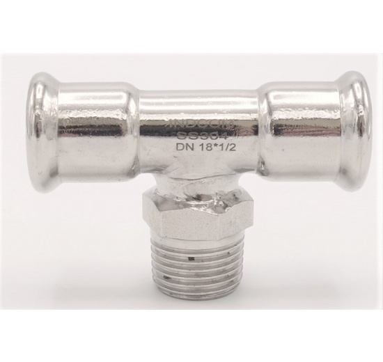 raccords a sertir, Pièce en T, pressage, F/M (filetage extérieur)/F | 18_1/2"_18