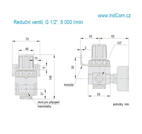 Reduční ventil G 1/2" 6 000 l/min