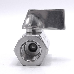 Robinet à boisseau sphérique MINI en acier inoxydable à débit réduit, monobloc, fileté| 1/4” levier en acier inoxydable