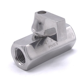 Robinet à boisseau sphérique MINI en acier inoxydable à débit réduit, monobloc, fileté| 1/4” levier en acier inoxydable