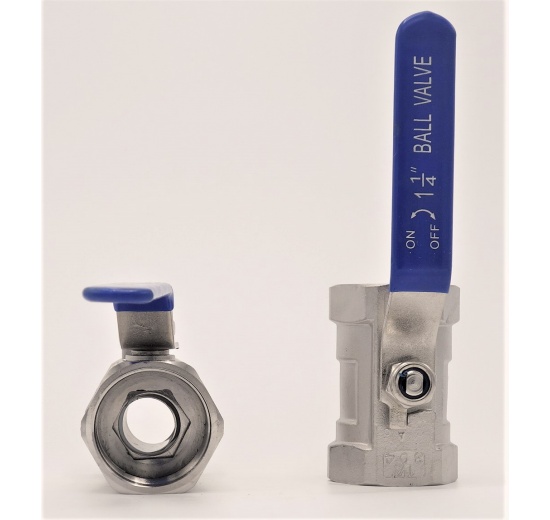 Robinet à tournant sphérique, acier inox avec débit réduit, monobloc, fileté| 1 1/4”