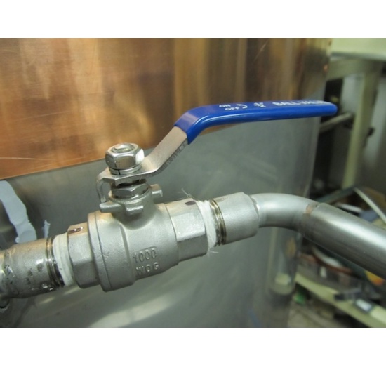 Robinet à tournant sphérique, acier inox avec plein débit, en deux parties, fileté