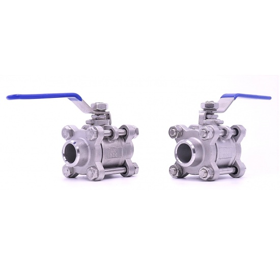 Robinet à tournant sphérique, acier inox avec plein débit, en trois parties, soudé | DN20 (19x4mm)