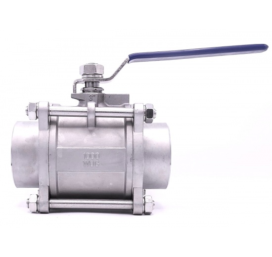 Robinet à tournant sphérique, acier inox avec plein débit, en trois parties, soudé | 3”