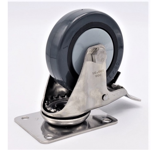 Roulettes de transport, acier inoxydable, diamètre 100 mm