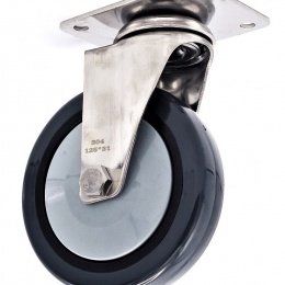 Roulettes de transport, pivotantes, acier inoxydables, diamètre 125 mm