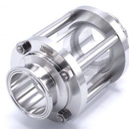 Sanitaire verre de viséur droit, inox, Clamp C-C Connexion CLAMP DIN 32676