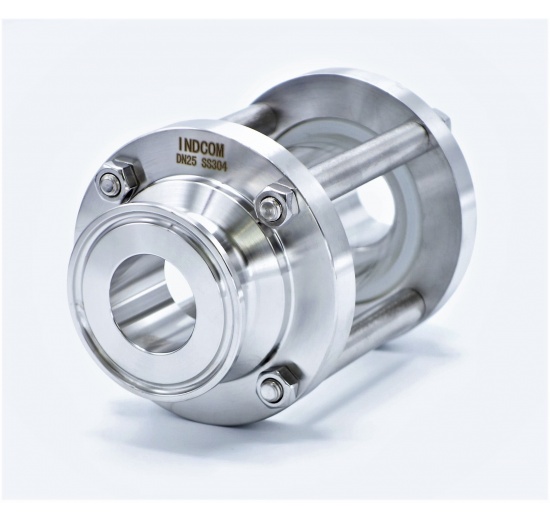 Sanitaire verre de viséur droit, inox, Clamp C-C Connexion CLAMP DIN 32676