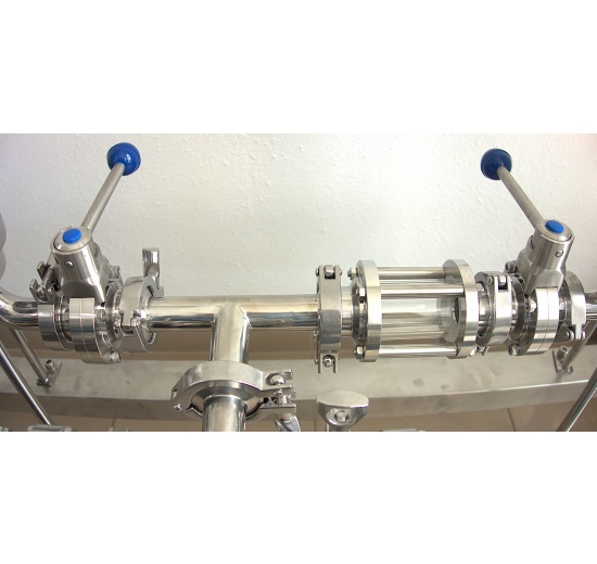 Sanitaire verre de viséur droit, inox, Clamp C-C Connexion CLAMP DIN 32676