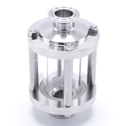 Sanitaire verre de viséur droit, inox, Clamp C-C, court | DN20 (collier 34mm)