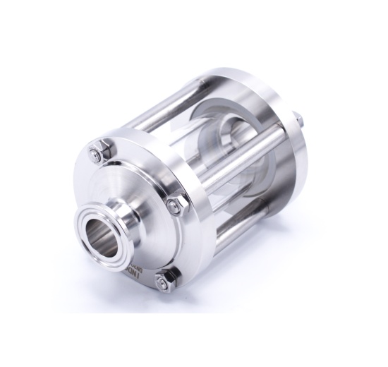 Sanitaire verre de viséur droit, inox, Clamp C-C, court | DN20 (collier 34mm)