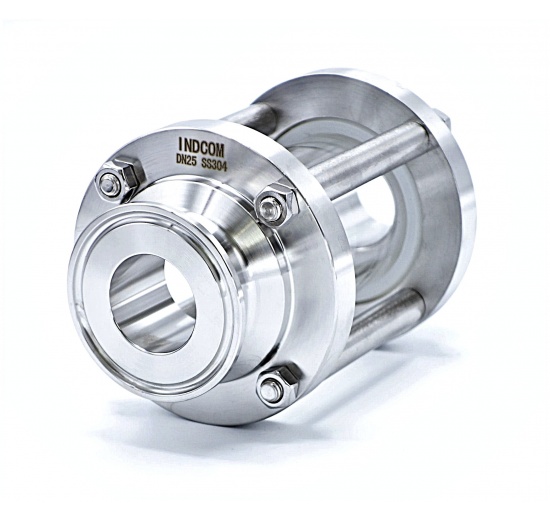 Sanitaire verre de viséur droit, inox, Clamp C-C, court | DN25 (K50.5)